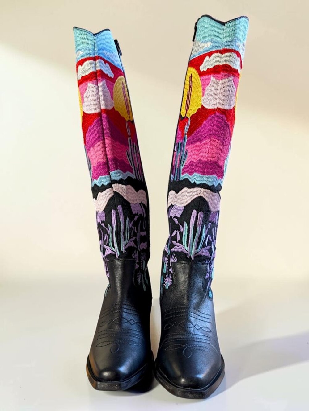 Nastygal rare leather embroidery southwestern fairy boho knee high boot 4uk 37Eu - Picture 7 of 16